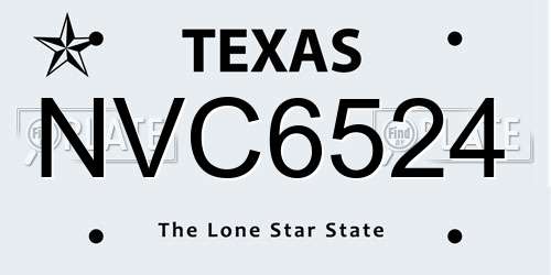 NVC6524 Texas License Plate