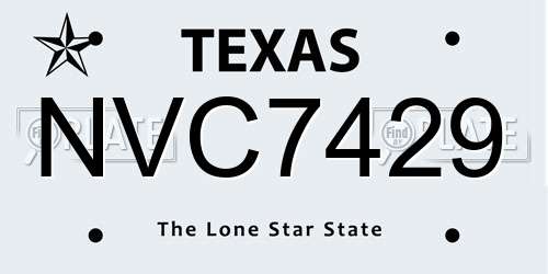 NVC7429 Texas License Plate