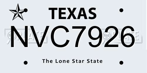 NVC7926 Texas License Plate