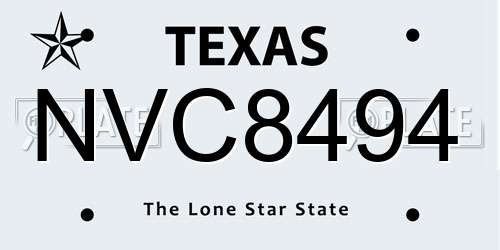 NVC8494 Texas License Plate