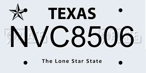 NVC8506 Texas License Plate