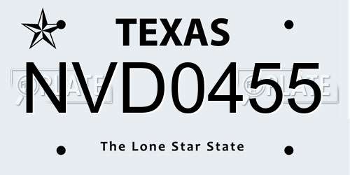 NVD0455 Texas License Plate
