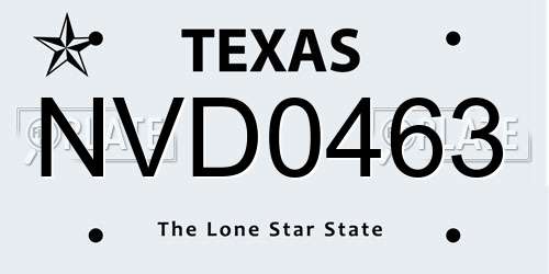 NVD0463 Texas License Plate
