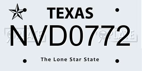 NVD0772 Texas License Plate