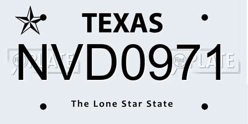 NVD0971 Texas License Plate