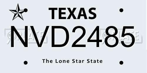 NVD2485 Texas License Plate