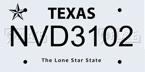 NVD3102 Texas License Plate