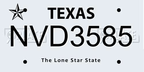 NVD3585 Texas License Plate