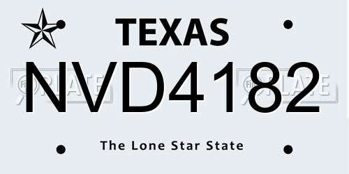 NVD4182 Texas License Plate