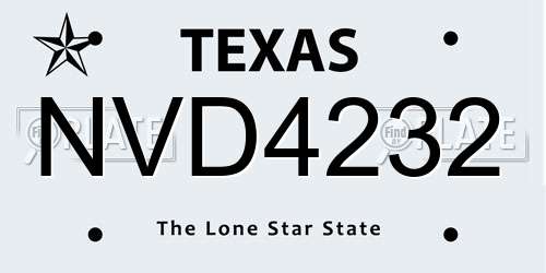 NVD4232 Texas License Plate