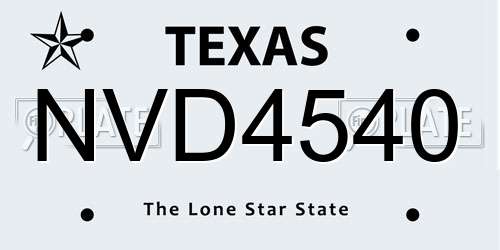 NVD4540 Texas License Plate
