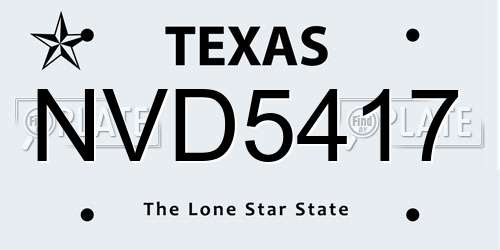 NVD5417 Texas License Plate
