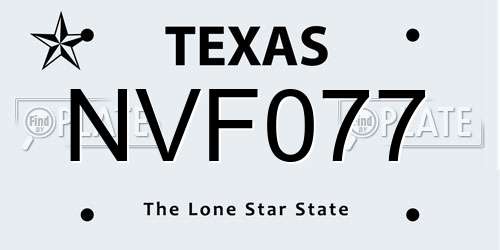 NVF077 Texas License Plate