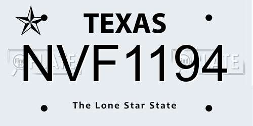 NVF1194 Texas License Plate