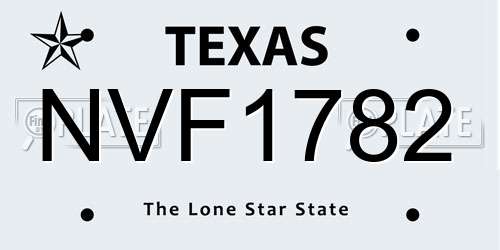 NVF1782 Texas License Plate