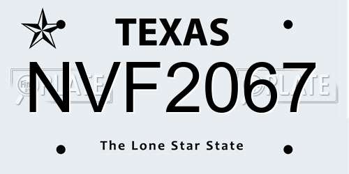 NVF2067 Texas License Plate