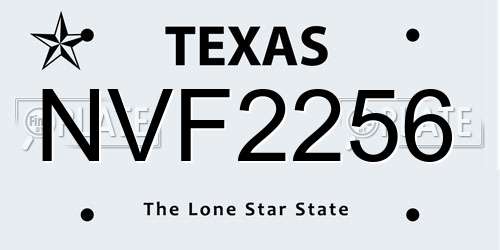 NVF2256 Texas License Plate