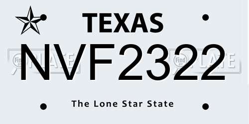 NVF2322 Texas License Plate