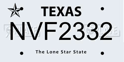 NVF2332 Texas License Plate