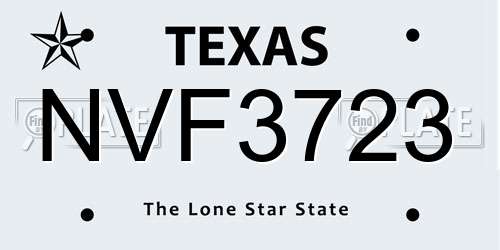 NVF3723 Texas License Plate