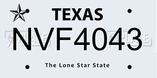NVF4043 Texas License Plate
