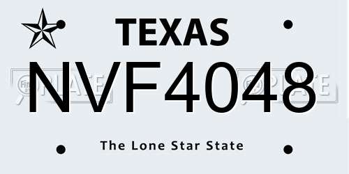 NVF4048 Texas License Plate