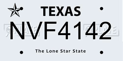 NVF4142 Texas License Plate