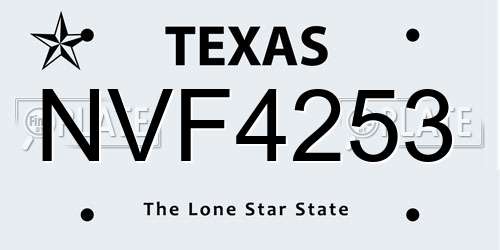 NVF4253 Texas License Plate