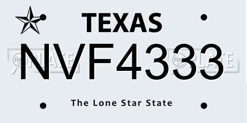 NVF4333 Texas License Plate