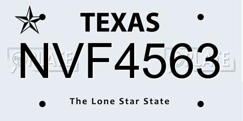 NVF4563 Texas License Plate