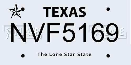 NVF5169 Texas License Plate