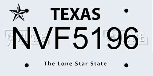 NVF5196 Texas License Plate
