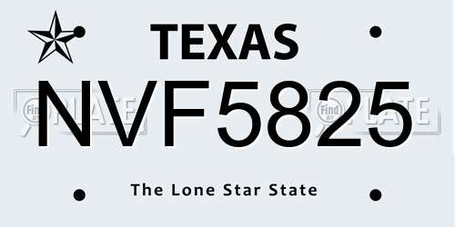 NVF5825 Texas License Plate