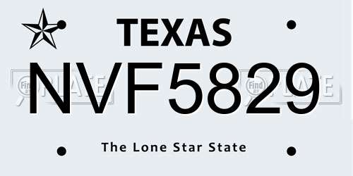 NVF5829 Texas License Plate