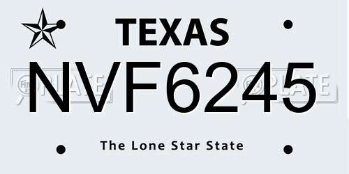 NVF6245 Texas License Plate