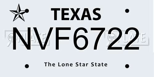 NVF6722 Texas License Plate