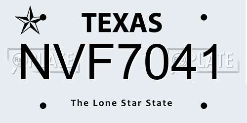 NVF7041 Texas License Plate