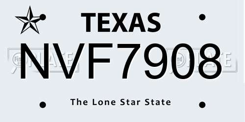 NVF7908 Texas License Plate