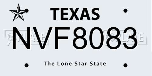 NVF8083 Texas License Plate
