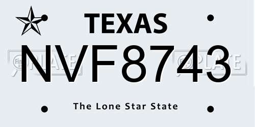 NVF8743 Texas License Plate