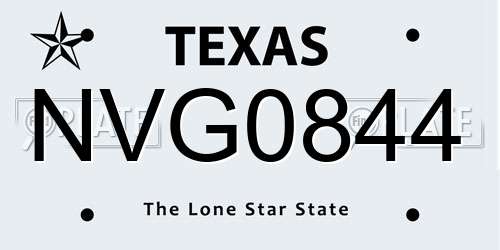 NVG0844 Texas License Plate