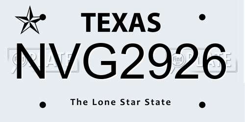 NVG2926 Texas License Plate