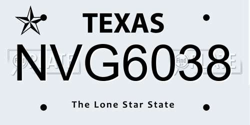 NVG6038 Texas License Plate
