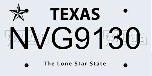 NVG9130 Texas License Plate