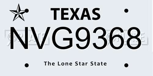 NVG9368 Texas License Plate