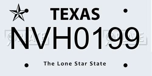 NVH0199 Texas License Plate