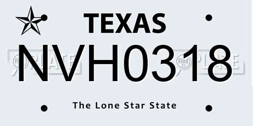 NVH0318 Texas License Plate