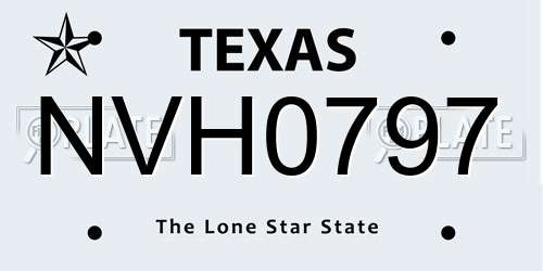 NVH0797 Texas License Plate