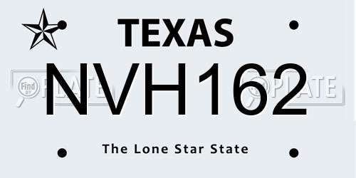 NVH162 Texas License Plate