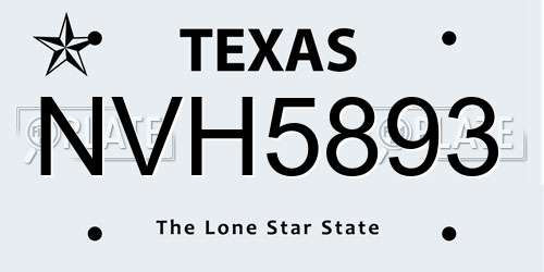 NVH5893 Texas License Plate